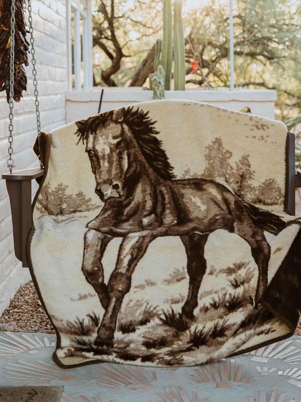 Vintage Cannon Ibena Horse Blanket- Brown & Cream Cozy Throw